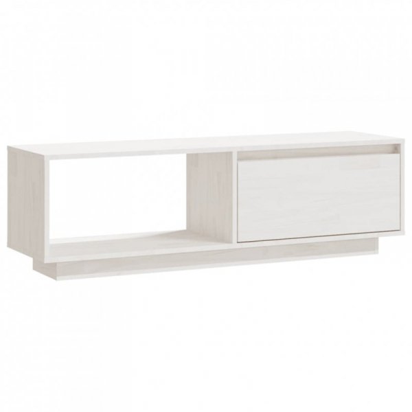 Szafka pod telewizor, biała 110x30x33,5 cm, lite drewno sosnowe