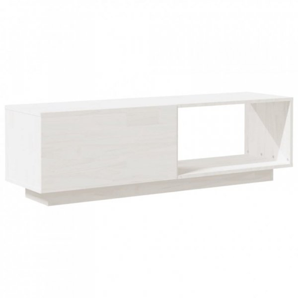 Szafka pod telewizor, biała 110x30x33,5 cm, lite drewno sosnowe