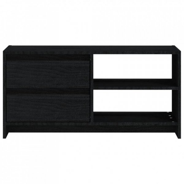 Szafka pod telewizor, czarna, 80x31x39 cm, lite drewno sosnowe