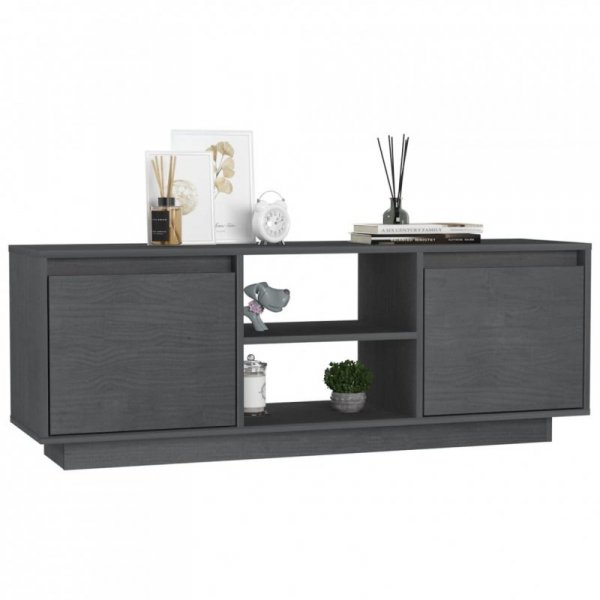 Szafka pod telewizor, szara, 110x30x40 cm, lite drewno sosnowe