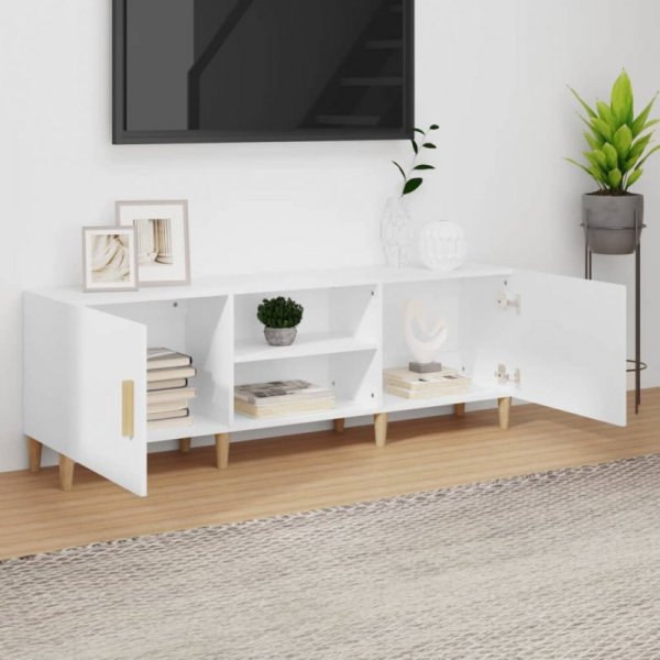 Szafka pod TV, biała, 150x30x50 cm, materiał drewnopochodny