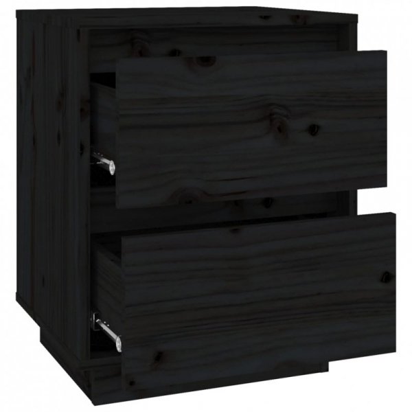 Szafki nocne, 2 szt., czarne, 40x35x50 cm, lite drewno sosnowe