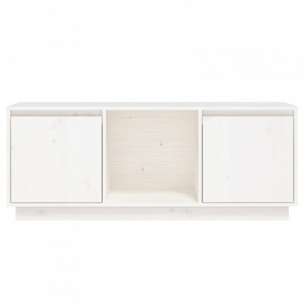 Szafka pod telewizor, biała 110,5x35x44 cm, lite drewno sosnowe