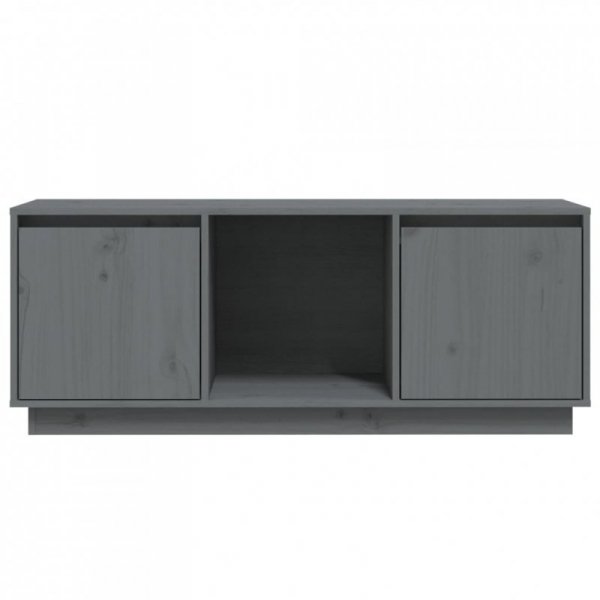Szafka pod telewizor, szara 110,5x35x44 cm, lite drewno sosnowe