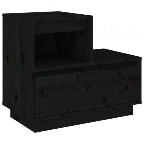 Szafki nocne, 2 szt., czarne, 60x34x51 cm, lite drewno sosnowe