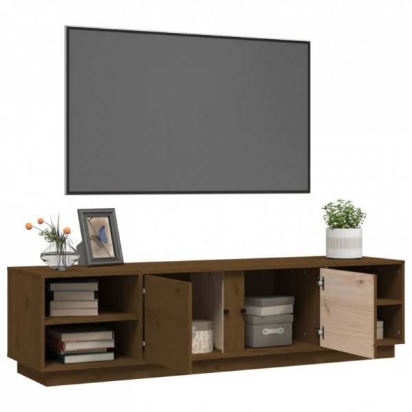 Szafka pod TV, miodowy brąz, 156x40x40 cm, lite drewno sosnowe