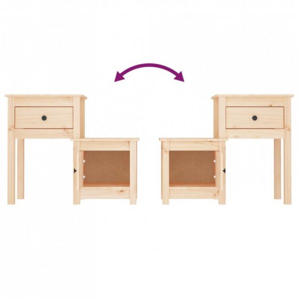 Szafki nocne, 2 szt., 79,5x38x65,5 cm, lite drewno sosnowe