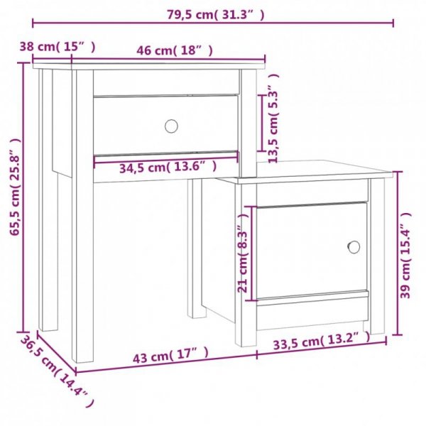 Szafki nocne, 2 szt, białe, 79,5x38x65,5 cm lite drewno sosnowe