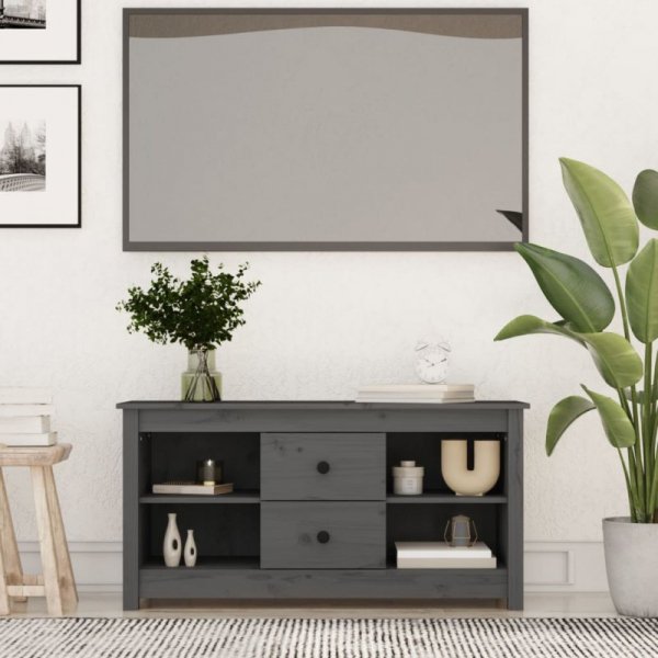 Szafka pod telewizor, szara, 103x36,5x52 cm, drewno sosnowe