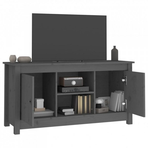 Szafka pod telewizor, szara, 103x36,5x52 cm, drewno sosnowe