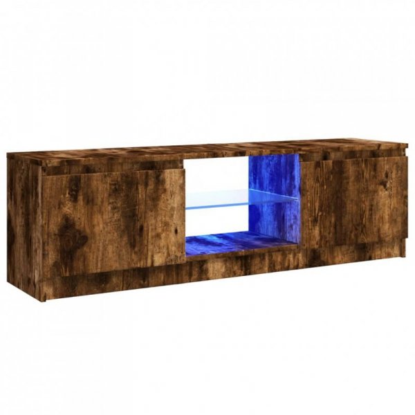 Szafka pod TV z LED, przydymiony dąb, 120x30x35,5 cm