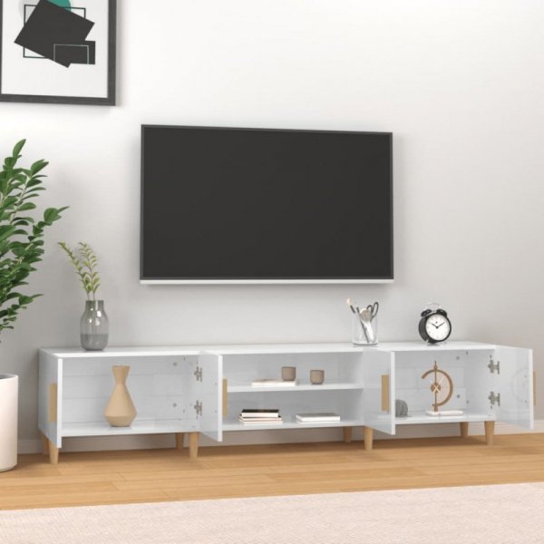 Szafka pod TV, wysoki połysk, biała, 180x31,5x40 cm