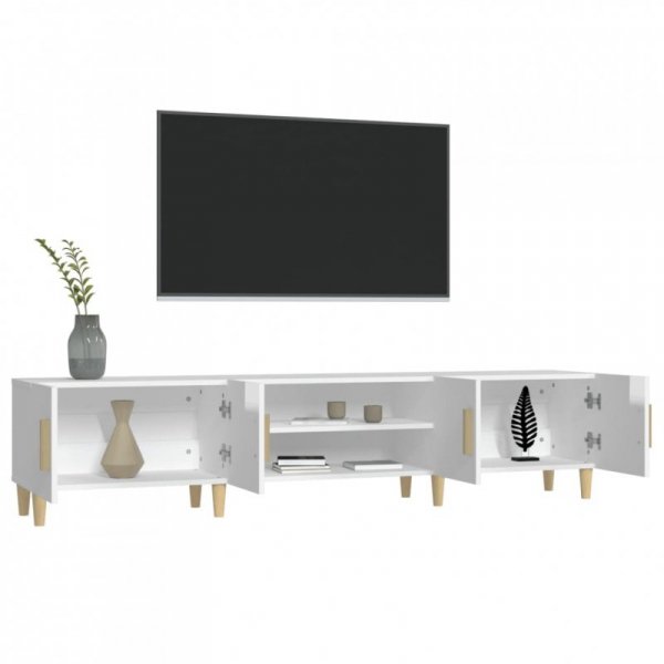 Szafka pod TV, wysoki połysk, biała, 180x31,5x40 cm