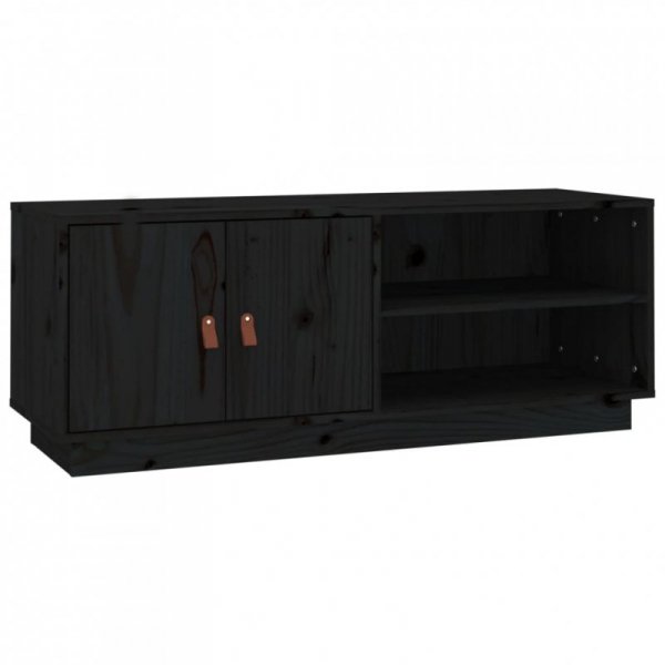 Szafka pod TV, czarna, 105x34x40 cm, lite drewno sosnowe