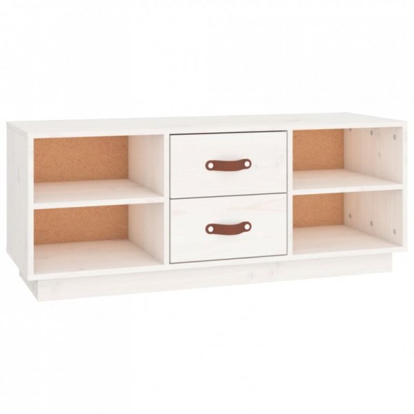 Szafka pod TV, biała, 100x34x40 cm, lite drewno sosnowe