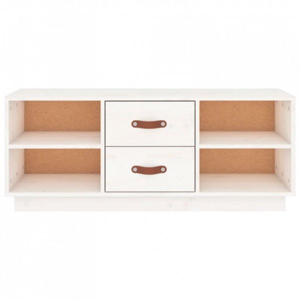 Szafka pod TV, biała, 100x34x40 cm, lite drewno sosnowe