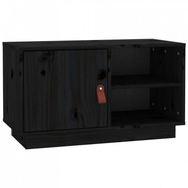 Szafka pod TV, czarna, 70x34x40 cm, lite drewno sosnowe