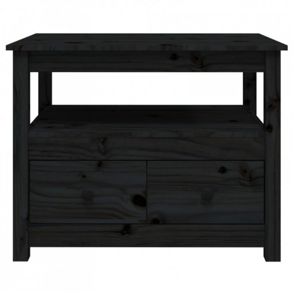 Stolik kawowy, czarny, 71x49x55 cm, lite drewno sosnowe