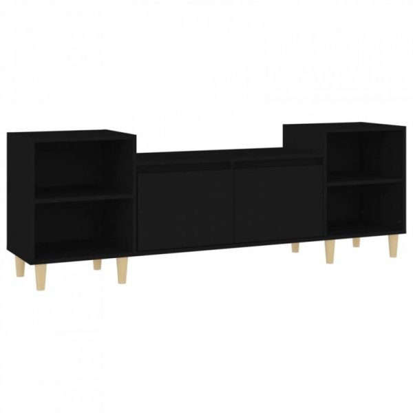 Szafka pod TV, czarna, 160x35x55 cm, materiał drewnopochodny