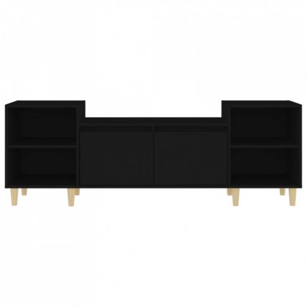 Szafka pod TV, czarna, 160x35x55 cm, materiał drewnopochodny