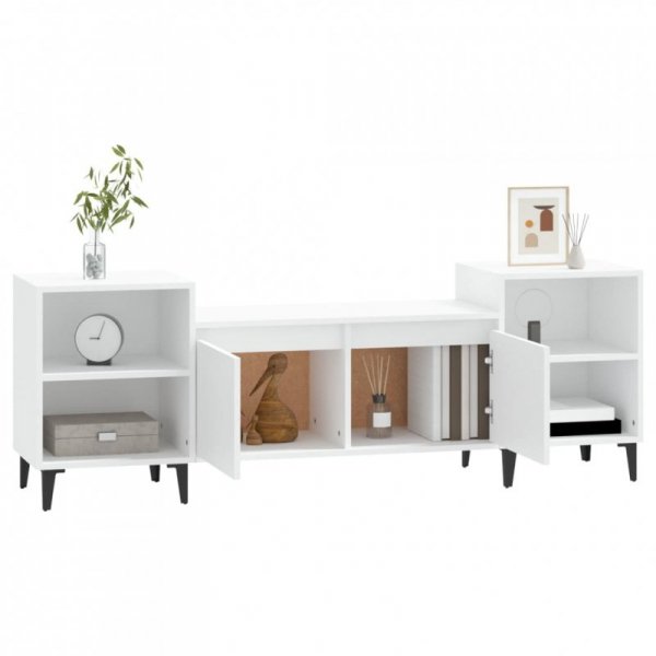 Szafka pod TV, biała, 80x36x50 cm, materiał drewnopochodny