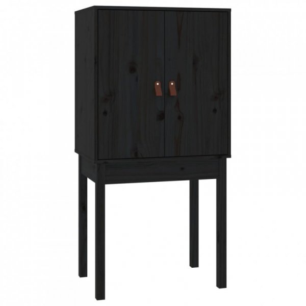Kredens, czarny, 60x40x120 cm, lite drewno sosnowe