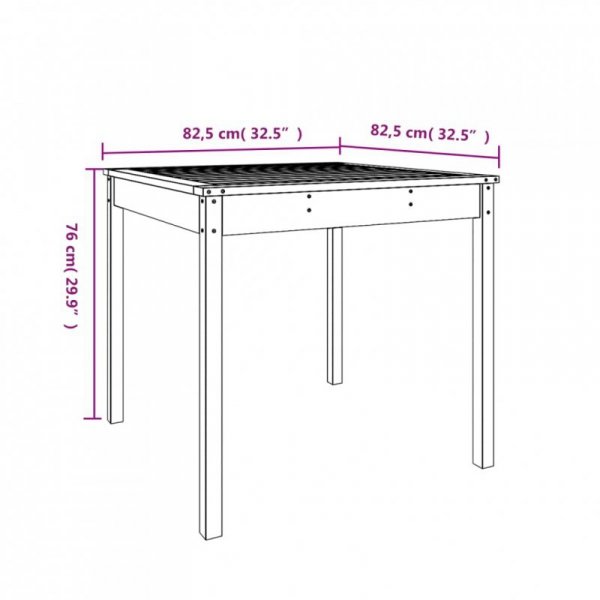 Stolik ogrodowy, 82,5x82,5x76 cm, lite drewno sosnowe