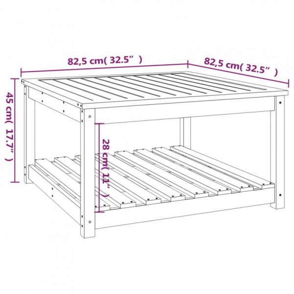 Stolik ogrodowy, szary, 82,5x82,5x45 cm, lite drewno sosnowe