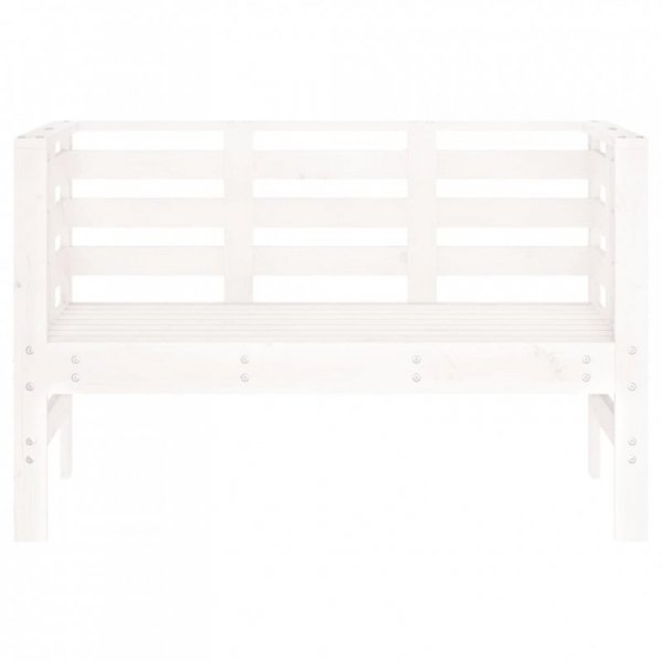 Ławka ogrodowa, biała, 111,5x53x71 cm, lite drewno sosnowe