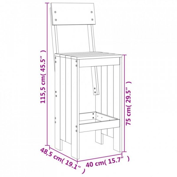 Stołki barowe, 2 szt., 40x48,5x115,5 cm, lite drewno daglezjowe