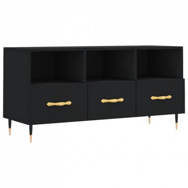 Szafka pod TV, czarna, 102x36x50 cm, materiał drewnopochodny