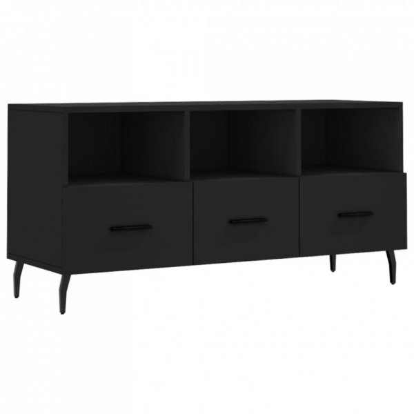 Szafka pod TV, czarna, 102x36x50 cm, materiał drewnopochodny