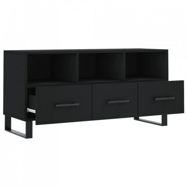 Szafka pod TV, czarna, 102x36x50 cm, materiał drewnopochodny