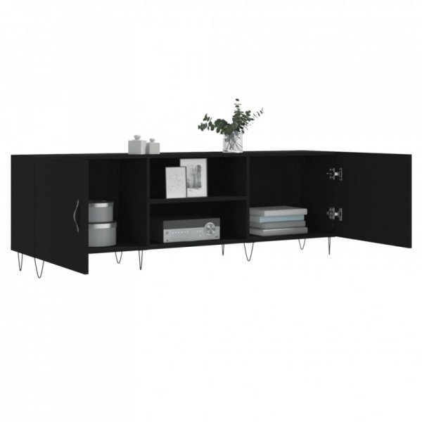 Szafka pod TV, czarna, 150x30x50 cm, materiał drewnopochodny