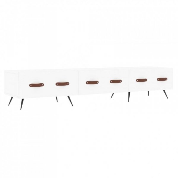 Szafka pod TV, biała, 150x36x30 cm, materiał drewnopochodny