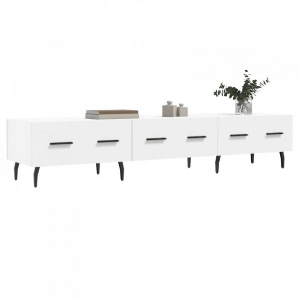 Szafka pod TV, biała, 150x36x30 cm, materiał drewnopochodny
