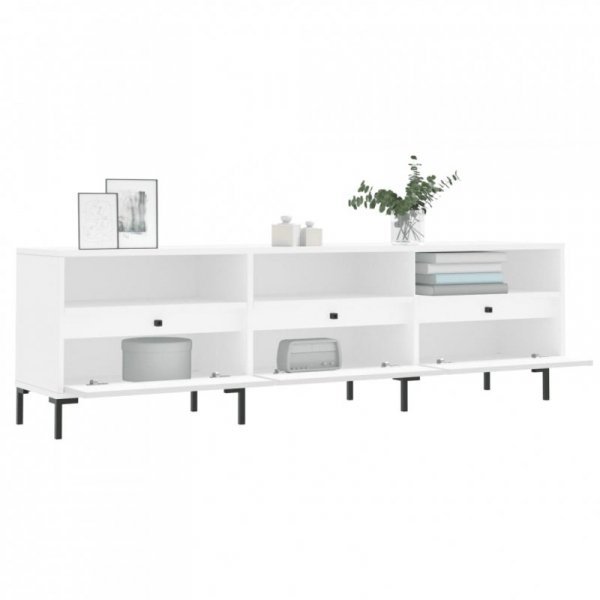 Szafka pod TV, biała, 150x30x44,5 cm, materiał drewnopochodny