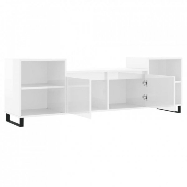 Szafka pod TV, wysoki połysk, biała, 160x35x55 cm