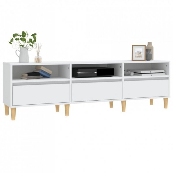 Szafka pod TV, biała, 150x30x44,5 cm, materiał drewnopochodny