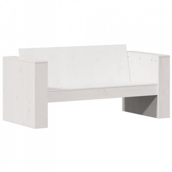 Sofa ogrodowa, 2-osobowa, biała, 134x60x62 cm, drewno sosnowe