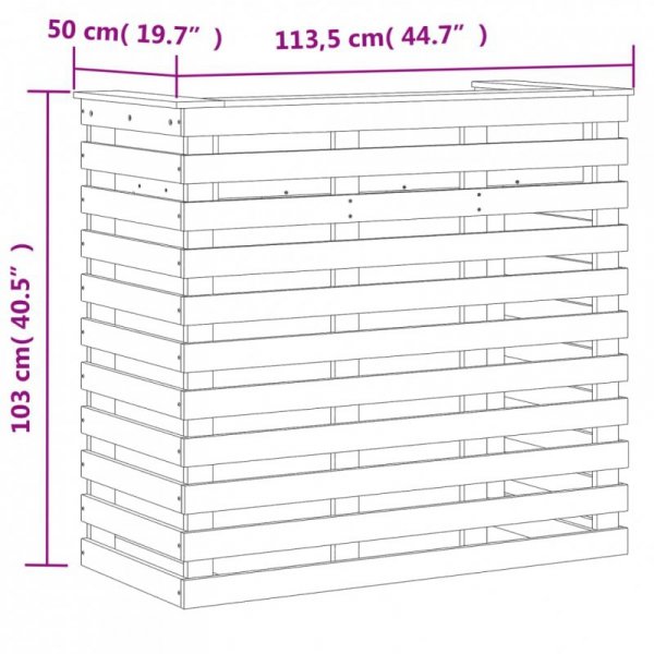 Stolik barowy do ogrodu, 113,5x50x103 cm, lite drewno sosnowe