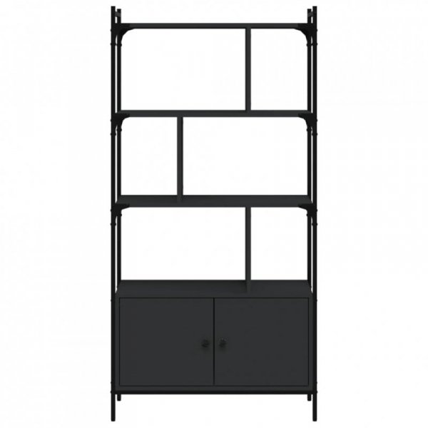 Biblioteczka z drzwiczkami, czarna, 76,5x30x154,5 cm