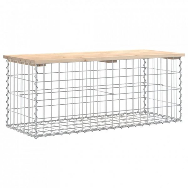 Ławka ogrodowa, gabion, 103x44x42 cm, lite drewno sosnowe
