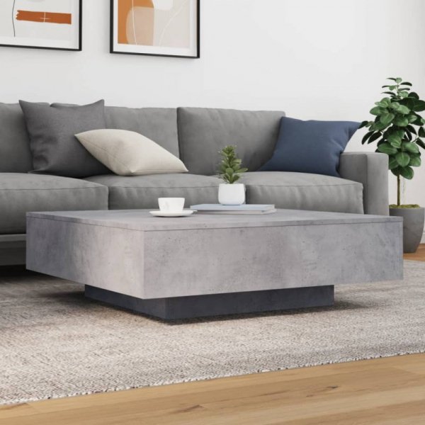 Stolik kawowy z oświetleniem LED, szarość betonu, 100x100x30 cm