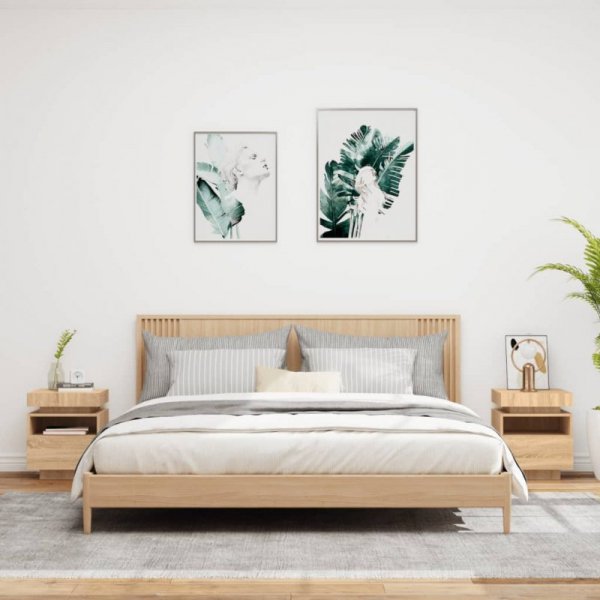 Szafki nocne z LED, 2 szt., dąb sonoma, 40x39x48,5 cm