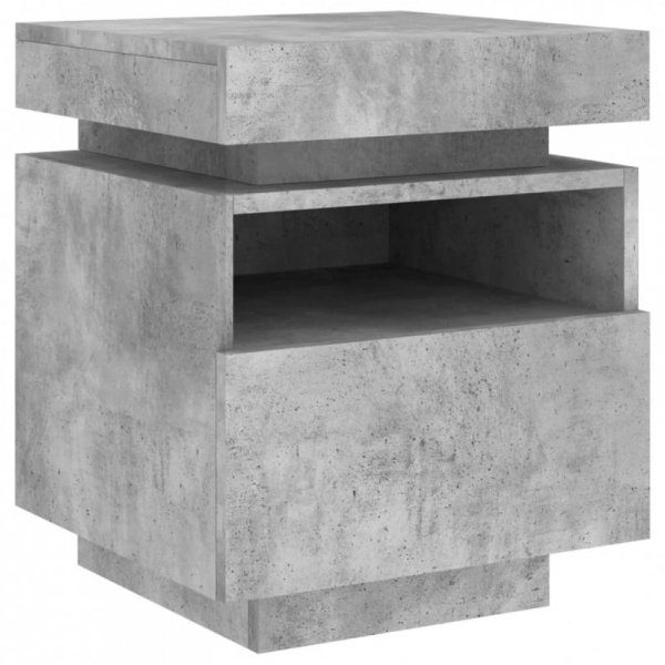 Szafki nocne z LED, 2 szt., szarość betonu, 40x39x48,5 cm