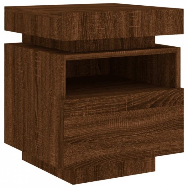 Szafki nocne z LED, 2 szt., brązowy dąb, 40x39x48,5 cm