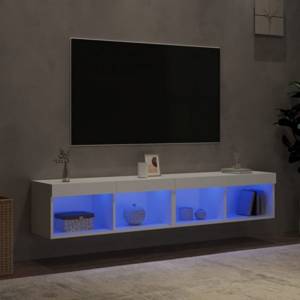 Szafki TV, z LED, 2 szt., białe, 80x30x30 cm