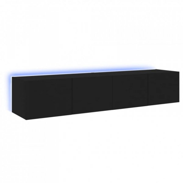 Ścienne szafki TV z LED, 2 szt., czarne, 80x35x31 cm