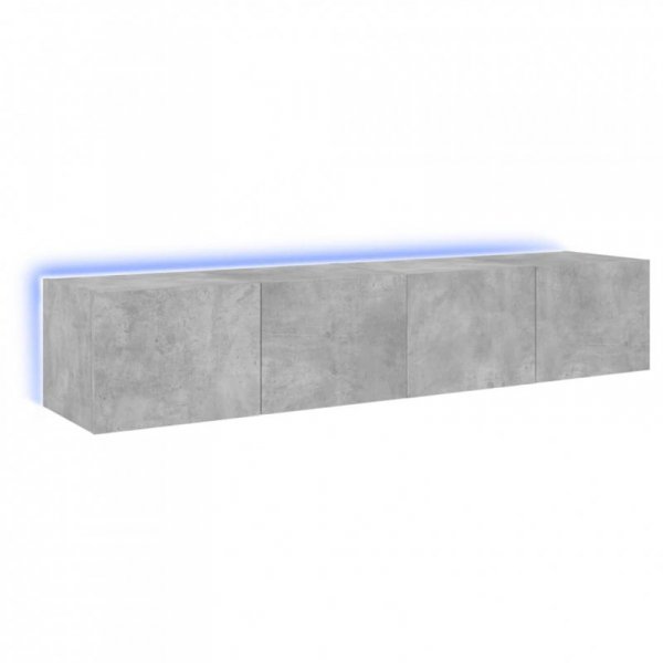 Ścienne szafki TV z LED, 2 szt., szarość betonu, 80x35x31 cm